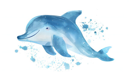 Fototapeta premium watercolor painting kawaii cute dolphin
