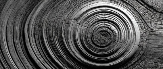 Fototapeta premium A black and white photo of a tree stump with tree rings