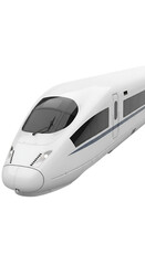 Fototapeta premium Sleek White Bullet Train: A Futuristic Vision of High-Speed Transportation and Innovative Design on Black Backdrop.