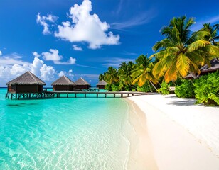 Tropical beach resort with overwater bungalows (1)