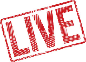 A red and white polka dot LIVE stamp conveys urgency and immediacy