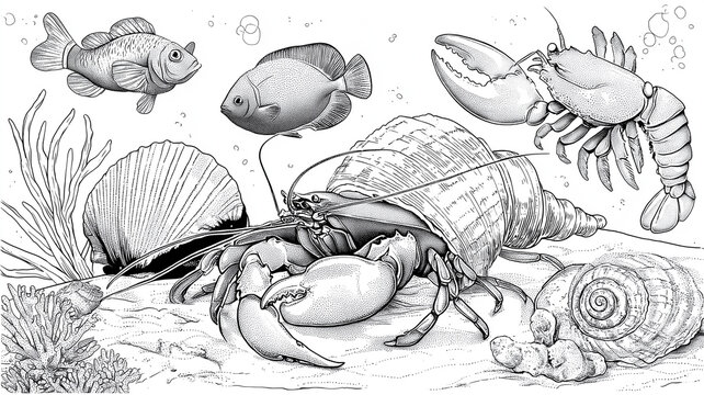 Kolorowanki dla dzieci &ndash; Zwierzęta morskie: delfin, ż&oacute;łw, rekin, krab, meduza i inne stworzenia oceanu do druku