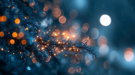 Dreamy festive bokeh background with classic green Christmas tree ornaments softly glowing light orbs defocused holiday backdrop for greeting cards banners web headers and New Year celebrations