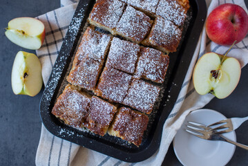 Gourmet traditional holiday apple pie sweet baked dessert food with cinnamon and apples 