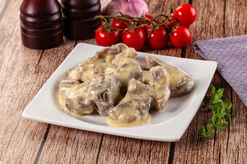 Beef stroganoff stew meat with cream