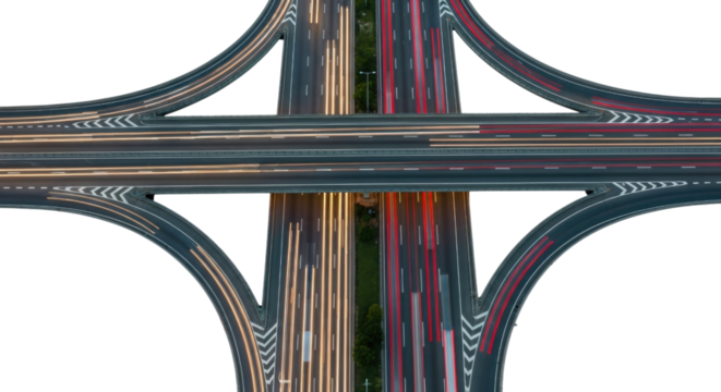 Abstract View of a Highway Interchange, transparent background, cutout PNG