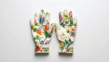 Fototapeta premium colorful flowers gloves on white background