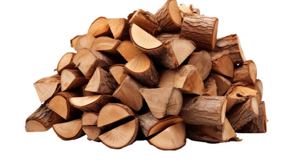 Stack of Firewood Logs for Winter Heating Isolated on White Background