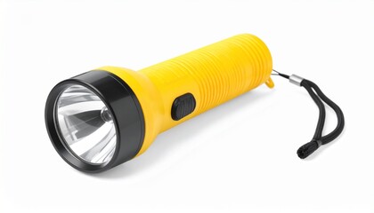 yellow flashlight isolated on white