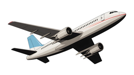 Modern commercial airplane soaring above the clouds for transport and travel adventures on transparent background