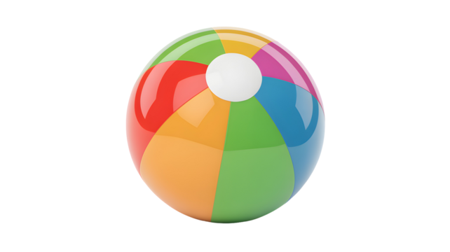 Get ready for summer fun with this vibrant beach ball, perfect for playful designs and sunny adventures on transparent background