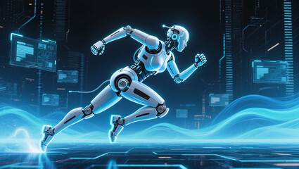 AI Robot is running fast