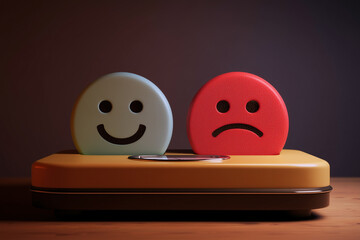 Balancing emotions: A visual representation of weighing happiness against sadness on a scale.  Positive and negative feelings coexist.