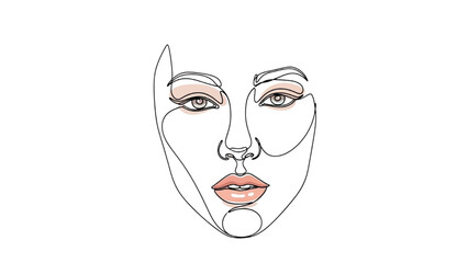 Vector Illustration of Continuous One Line Minimal Drawing Woman Face AI EPS PNG