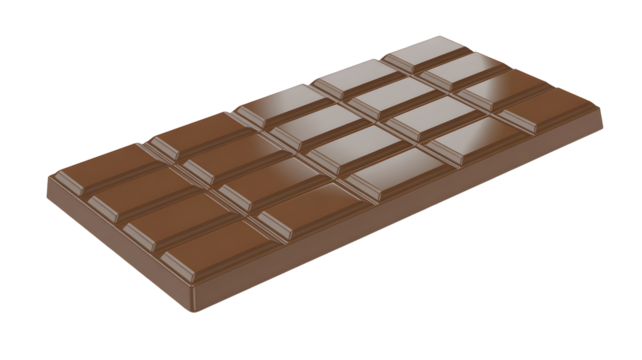 Indulge in decadent milk chocolate bar with tempting squares of deliciousness, a sweet treat on transparent background