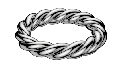 Modern abstract twisted rope ring with metallic shine perfect for creative design projects on transparent background
