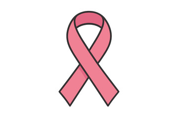 Pink ribbon vector for breast cancer awareness month. Symbol of hope, support, and charity for women's health campaign. Medical solidarity icon for October. Flat design.