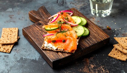 Smoked salmon and cucumber sandwich platter