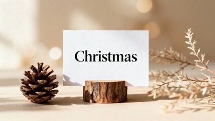 Naklejka premium 미니멀크리스마스카드우드스탠드솔방울장식