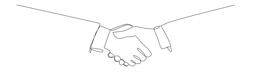 One line drawing of a handshake agreement