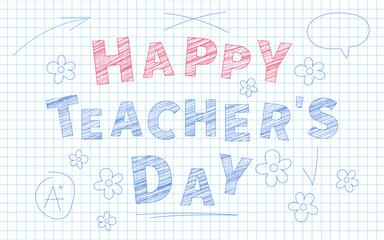 Colorful design celebrates teachers with cheerful words.