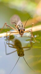Close Mayfly Nymph Water Surface