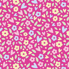 Seamless childish pattern with fairy flowers. Creative kids city texture for fabric, wrapping, textile, wallpaper, apparel. Seamless pattern with creative decorative flowers in scandinavian style.
