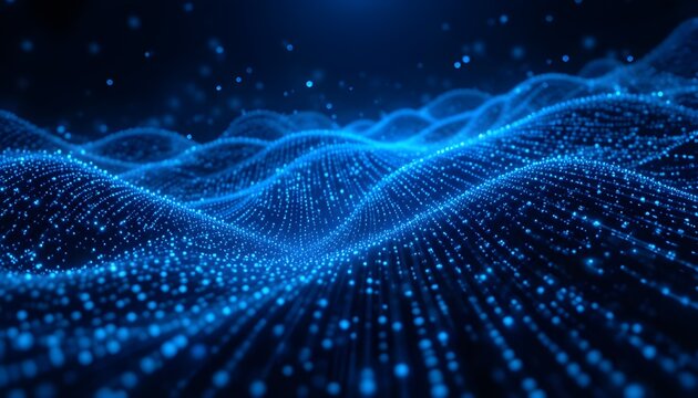 Sreaming data, binary data moving on a digital 3d space - Digital Code concept