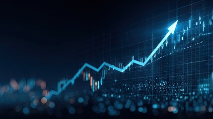 Naklejka premium Abstract financial chart, upward trend, digital