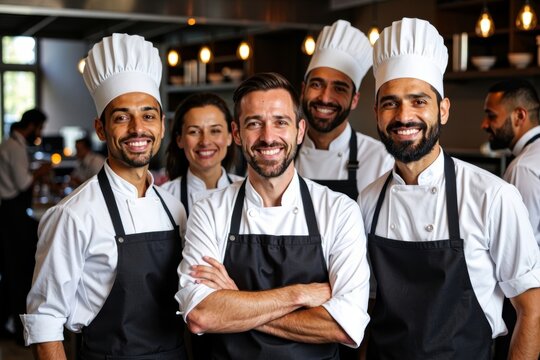 Energetic and Diverse Team of Restaurant Experts in Action: Capturing the Spirit of Teamwork and Hospitality in a Vibrant Kitchen or Dining Room Setting