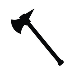 Minimalist black axe silhouette on a clean white background