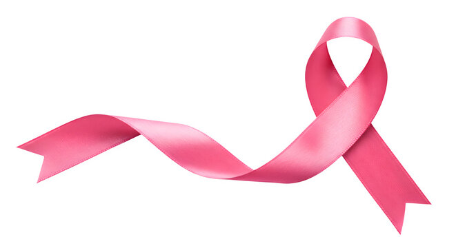 Pink satin ribbon shines, on black. Uses include awareness campaigns, event posters, and graphic designs.