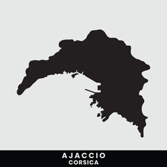 Obraz premium Silhouette map of Ajaccio Corsica featuring its harbor and coastline