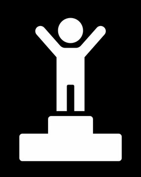 Winners standing on a podium with clean vector icon style