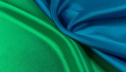 Smooth, flowing fabric in vibrant green and blue