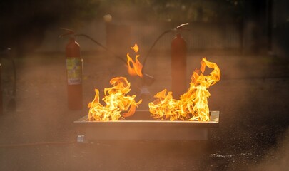 corporate safety - exercise during a firefighting course