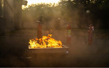 corporate safety - exercise during a firefighting course