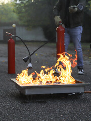 corporate safety - exercise during a firefighting course