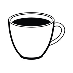 Simple black silhouette of a coffee cup on a clean white background