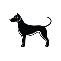 Minimalist black silhouette of a dog on a clean white background