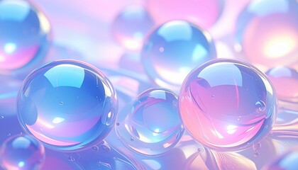 A close-up view of many translucent, iridescent spheres in soft pastel hues, creating a mesmerizing and ethereal aesthetic.