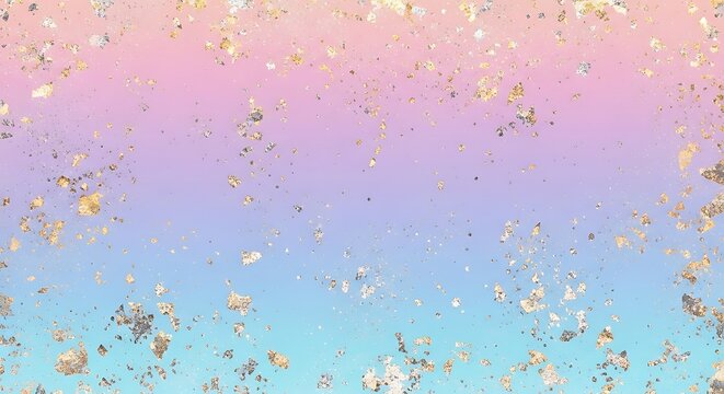 Elegant pastel gradient with sparkling gold and silver confetti decor