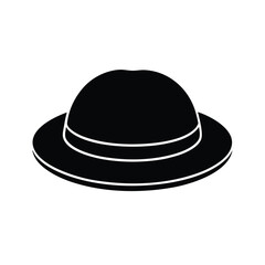 Minimalist black silhouette of a hat on a clean white background