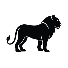 Minimalist black lion silhouette on a clean white background
