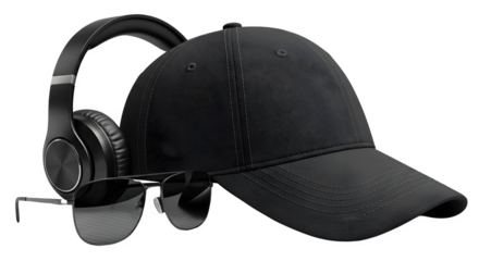 Classic Black Baseball Cap with Lifestyle Props