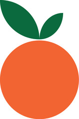 Orange Fruit Vector Illustration with Green Leaves on a Transparent Isolated Backdrop