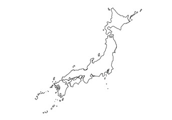 Map of Japan outlining the islands of Honshu Hokkaido Kyushu Shikoku  smaller islands