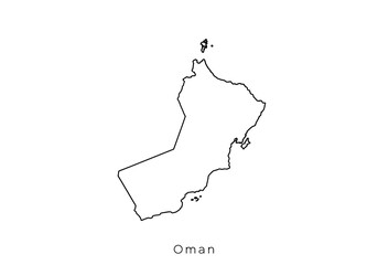 Outlined Oman map in a minimalist white setting