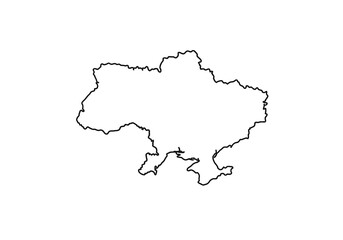 Fototapeta premium Outlined whitefilled country shape with jagged edge