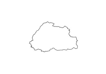 Obraz premium The image shows a simple minimalist outline of Bhutans shape in black against a clean white background